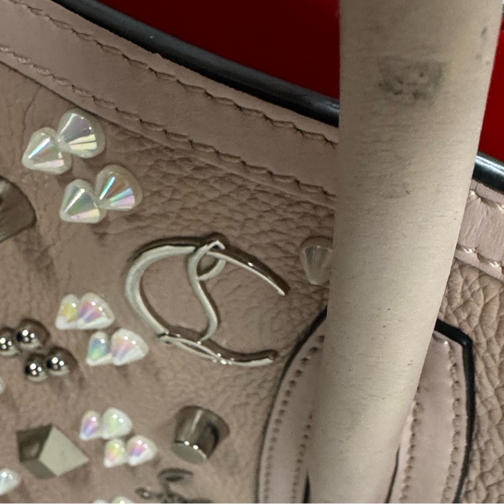 Christian Louboutin Calfskin Loubinthesky Medium Paloma Beige Pink 2way Satchel - Picture 7 of 16